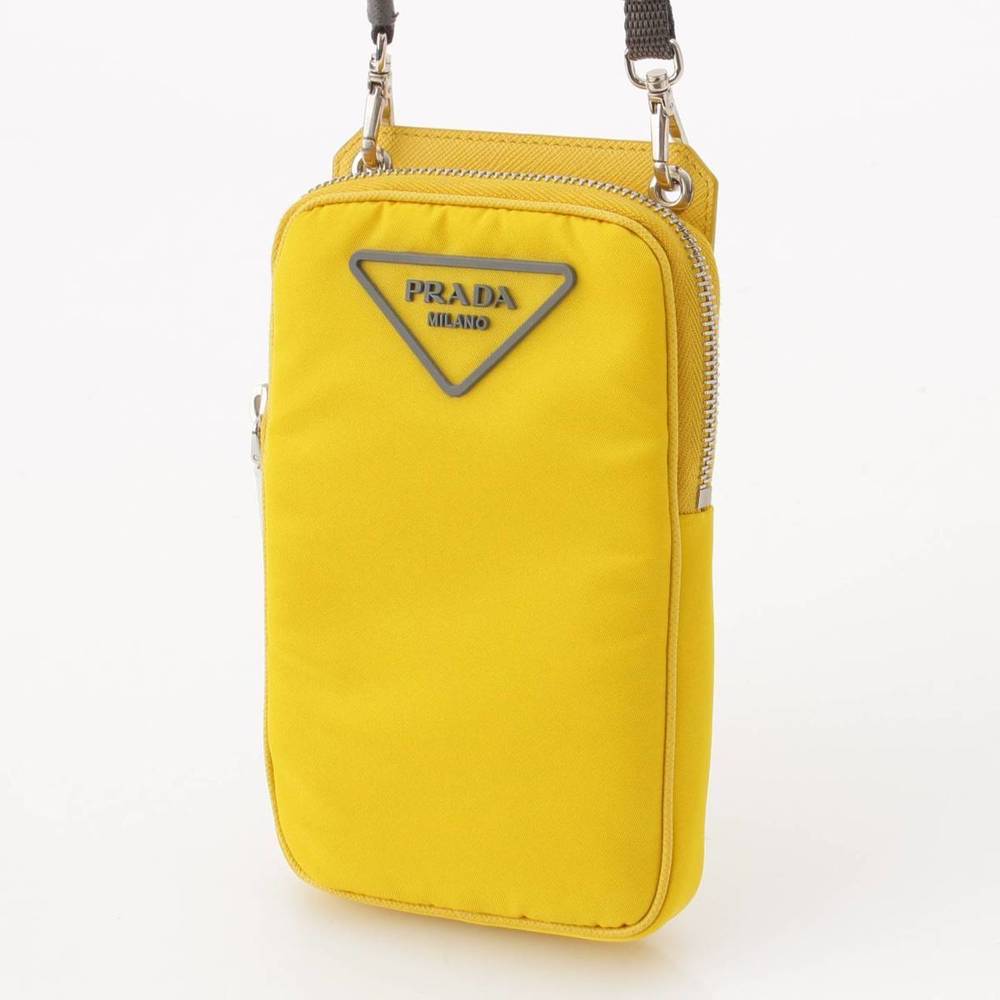 Prada Yellow Nylon Pouch Triangle Smartphone Case Sacoche